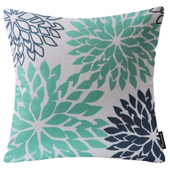 Four Decorative Throw Pillow Cushion Cover, Cyan - Picture 9 of 16